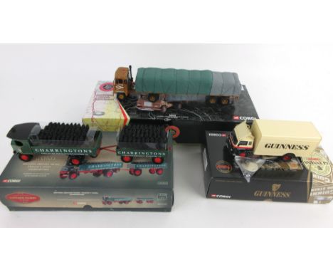 A boxed Corgi British Road Services Scammell Crusader Sheeted Flat Trailer No. CC126603, together with a Corgi Vintage Glory 