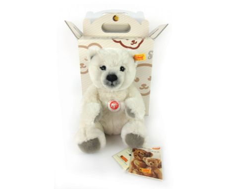 A Steiff original 'Polar Ted' bear with white mohair and tag to left ear, in original box 