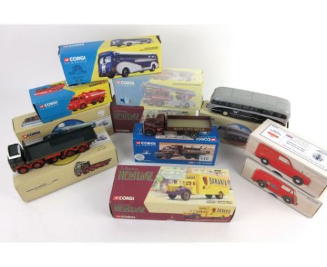 A collection of eleven boxed Corgi vehicles, seven being from Classics series 52901 Iron City Beer, 97162 Atkinson Elliptical