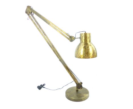 Oversize angle poise lamp, bronzed finish, standard lamp size 210cm h, shade 30.5cm dia