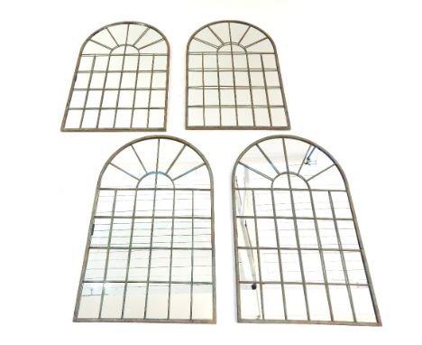 Set of four arch top garden mirrors, 70cm h