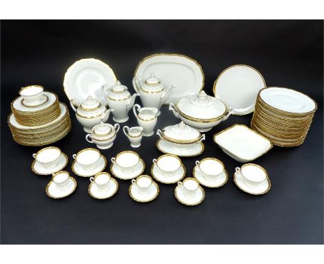 Extensive early 20th century Hutschenreuther (German) porcelain white and gilt dinner and tea service (approximately 60 piece