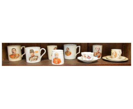 Quantity of early 20th Century military Boer War related commemorative cups to include; Lieutenant General Sir George White, 