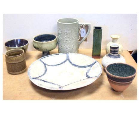 Small quantity of studio pottery, together with a Kenyan plate, and Portmeirion 'Totem' mug Condition: **Ceramics &amp; Glass
