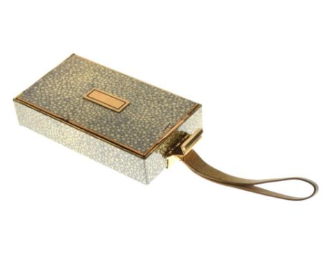 Simulated shagreen compact, 11cm approx with strap Condition: Light scratches present in places, please check the extra image