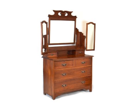 Edwardian walnut dressing table, together with rouge marble top wash stand, 120cm x 50cm x 180cm overall (dressing table), 11