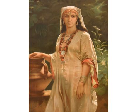 After Charles Sandells - Coloured lithograph - The Water Carrier, 63cm x 42cm, framed and glazed Condition: Loss of moulded d