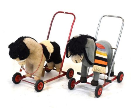 Vintage Merrythought push along donkey, together with a small pony, both approximately 59.5cm high Condition: Some holes pres