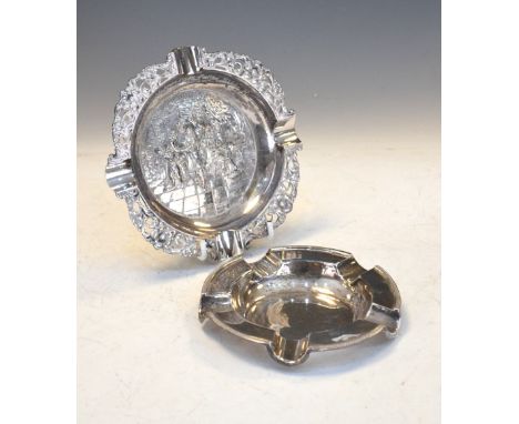 George VI silver ashtray, Sheffield 1945, 14.5cm diameter, 110g approx, together with a silver plated ashtray (2) Condition: 