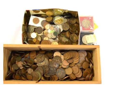 Coins - Large collection of mainly GB mid 20th Century copper coinage Condition: All coins show signs of handling and wear, w
