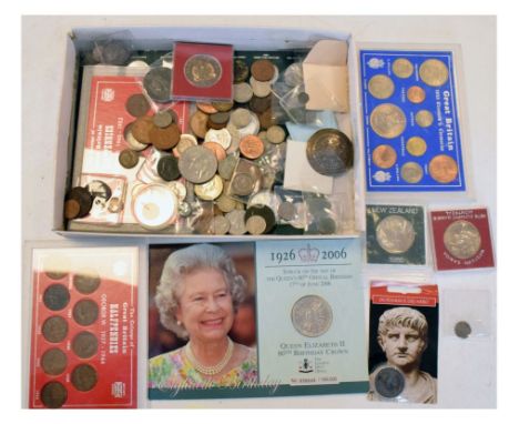 Coins - Quantity of various world and GB coinage and medallions including Elizabeth I hammered sixpence 1564, copies of Roman