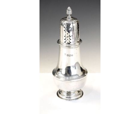 Edward VII silver sugar caster in the mid 18th Century style, Sheffield 1908, 205cm high, 250g approx Condition: Some dents a