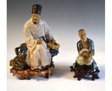 Two Chinese ceramic figures of scholars in antique style, 25cm and smaller Condition: **Ceramics &amp; Glass/Oriental - We en
