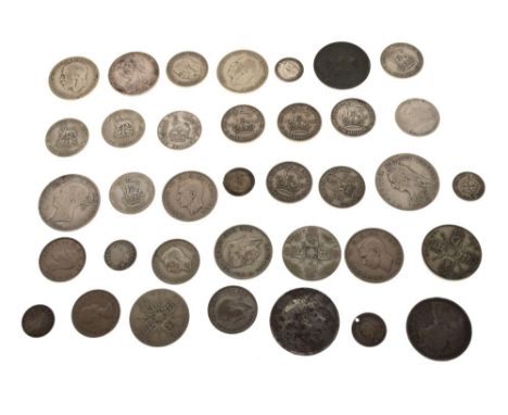 Coins - Small quantity of various GB silver coinage, late 19th Century to mid 20th Century Condition: All coins show signs of