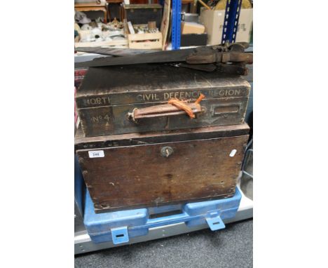 Two wooden tool box and case of tools 