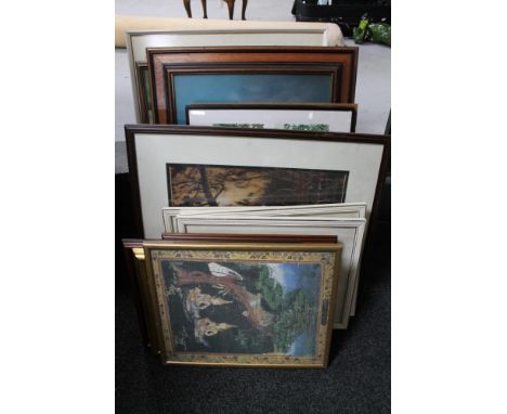 A quantity of pictures and prints, print of boy with dog etc 