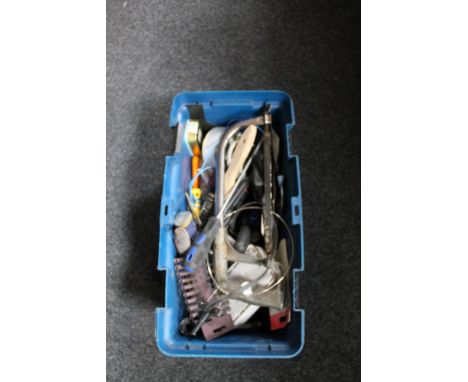 A box of tools, hand saw etc 