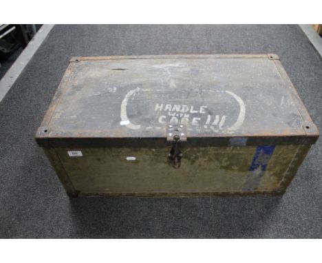 A vintage metal bound trunk