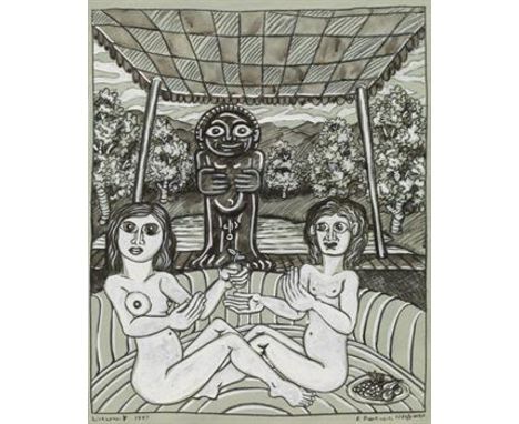 Robert Zeppel-SperlLiebespaar 19971980Mischtechnik auf Papier; gerahmt34,5 x 28 cmSigniert und datiert rechts unten: R. Zeppe