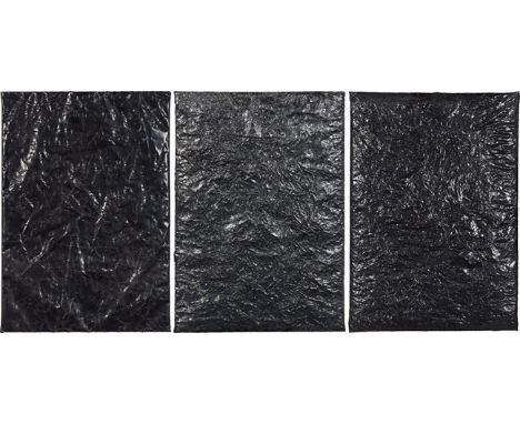 Rudi Stanzelo.T. (Triptychon)1991Kunststoff (geschmolzen) auf Hartfaserplatte; ungerahmtje 51,5 x 26 cmRückseitig jeweils sig