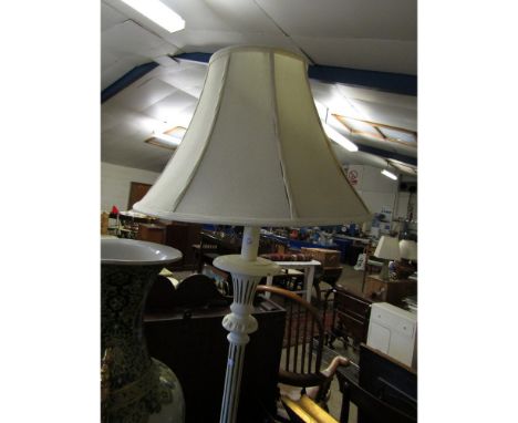 PAINTED REEDED COLUMN STANDARD LAMP WITH CREAM SHADE   