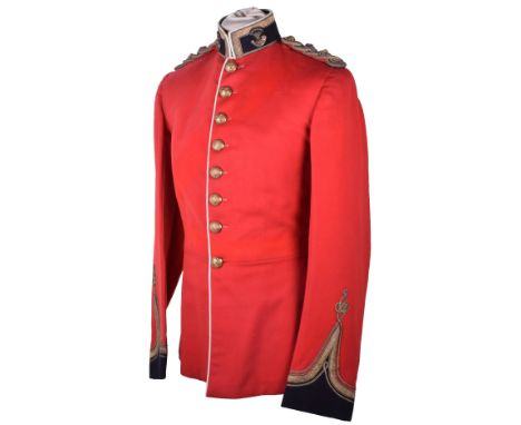 Edwardian Somerset Light Infantry Lieutenant Colonels Full Dress Tunic, fine scarlet cloth tunic with black stand up collar h