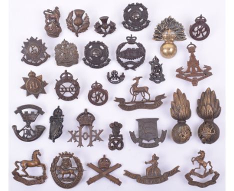 Selection of Bronze OSD Collar Badges, various Corps, Line regiments and Cavalry regiments, including 20th Hussars, 20th Lond