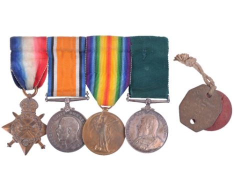 WW1 19th London Regiment and Edward VII Volunteer Long Service Medal Group of Four, 1914-15 Star, “7565. L-CPL. F. JESSOP. 19