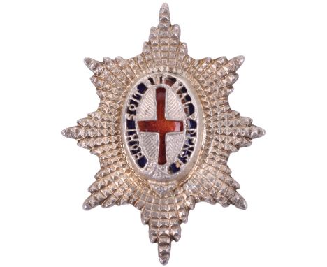 Hallmarked Silver Coldstream Guards Officers Cap Star, fine two piece hallmarked silver and enamel cap star with two lug fitt