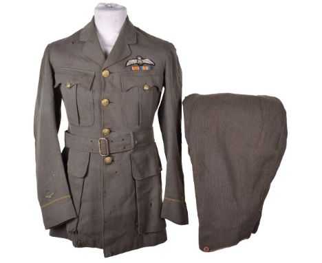 1918 Pattern Royal Air Force Pilots Service Dress Tunic, Breeches and Ephemera of 2nd Lieutenant W Whitehead, four pocket kha