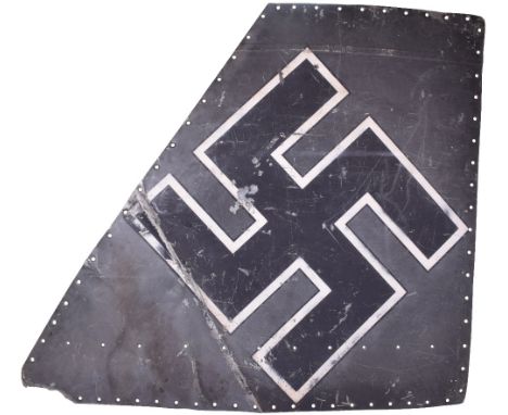 WW2 German Luftwaffe Swastika Tail Section from a Ju88 Aircraft, large section of aircraft aluminium taken from a single side