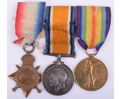 WW1 1914-15 Star Medal Trio Royal Fusiliers, 1914-15 Star, “G-21023 PTE. C.E. FORDYKE. R.FUS”, British War & Victory Medals, 