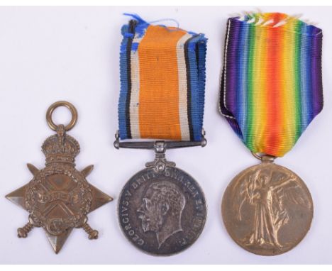 WW1 1914-15 Star Medal Trio East Kent Regiment and Labour Corps, 1914-15 Star awarded to “6471. R.J. FASSAM. E. KENT. R.”, Br