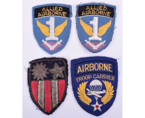 4x WW2 American Uniform Patches, consisting of bullion embroidered C.B.I patch, embroidered Airborne Troop Carrier arm patch 