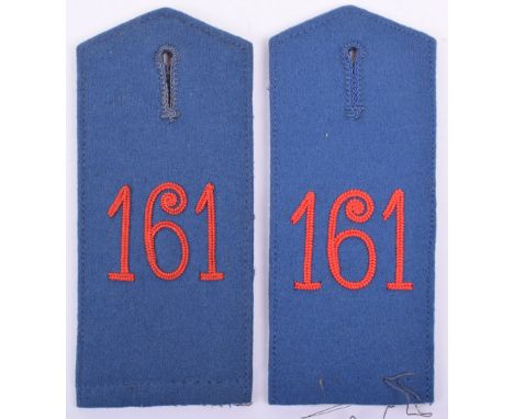 Imperial German Enlisted Mans 161 (10th Rheinisches Infantry Regiment) Pair of Shoulder Boards, blue cloth boards with red ch