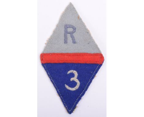 Scarce R Sector 21st Battalion County of London (Eltham) Home Guard Cloth Formation Sign, embroidered felt diamond divided li