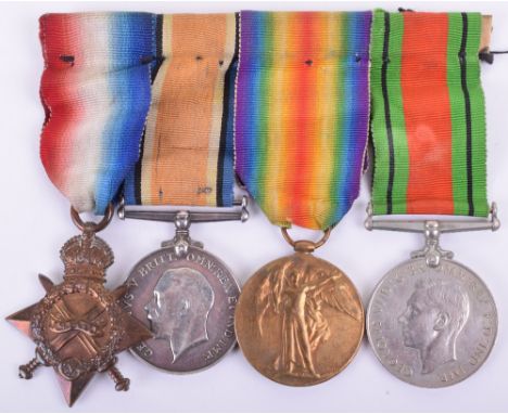 WW1 Border Regiment Medal Group of Four, consisting of 1914-15 Star, awarded to “4758. PTE. J.W. LAWSON. BORD. R.” British Wa