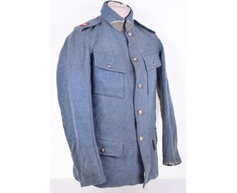 Rare WW1 Polish Legion Tunic, being a four pocket horizon blue example, closed collar with white edged grey collar patches. T