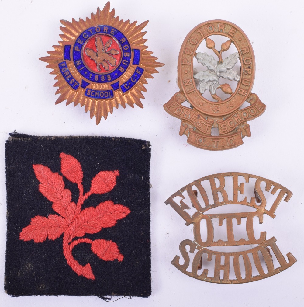 Forest School OTC Badge Grouping, including 1st pattern cap badge ...