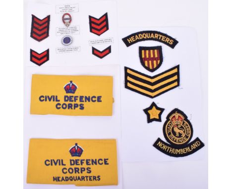 Large Collection of Civil Defence Cloth Insignia, Metal Badges and Ephemera, including Glasgow Salvage Corps embroidered shou