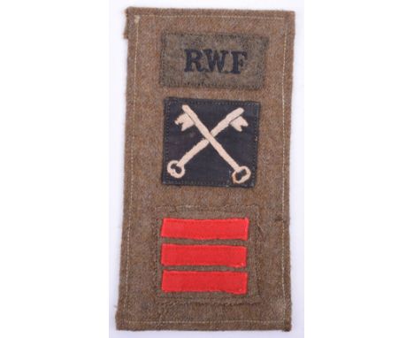 WW2 1st Battalion Royal Welch Fusiliers / 2nd Infantry Division Battle Dress Combination, black on khaki embroidered RWF titl