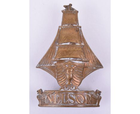 WW1 Royal Naval Division Nelson Battalion Cap Badge, brass example with two lug fittings to the reverse. J R Gaunt makers tab