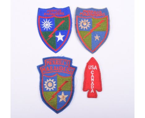 American 1st Special Service Force & Merrill’s Marauders Patches, all appear to be of WW2 vintage, three examples of the Merr