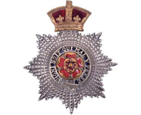 Victorian Hampshire Regiment Officers Forage Cap Badge, fine example being a gilt crowned faceted silver star with pierced ga