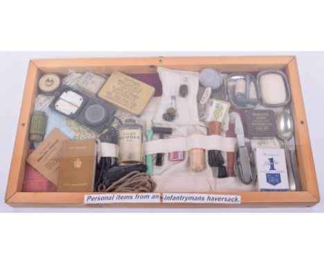 WW2 British Soldiers Personal Equipment Grouping, interesting grouping of items of which would have been found in an Infantry