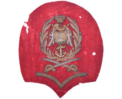 Scarce Victorian Royal Marines Colour Sergeant’s Arm Badge, fine bullion embroidered arm badge showing crowned bugle above gl