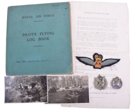 WW2 Glider Pilots Insignia, Badge & Flying Log Book Grouping of Sergeant A H Midgley Army Air Corps (A.A.C), Veteran of D-Day