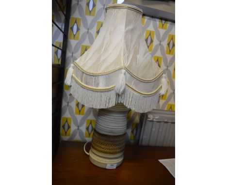 Retro 1970's Studio Pottery Table Lamp Base with Shade 