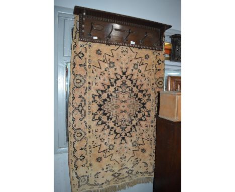 Continental Oak Wall Mounted Coat Rack and Tapestry Wall Protector 