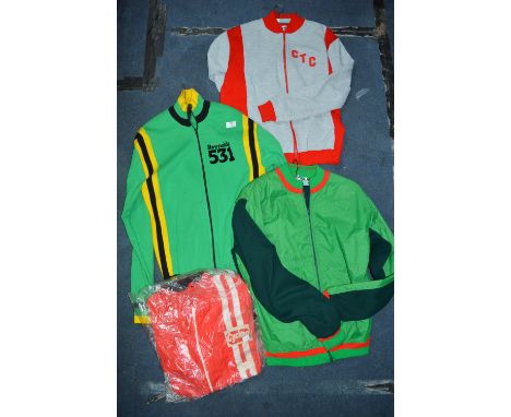 Four Vintage Bicycle Jackets Including Reynolds 531, CTC, etc. 
